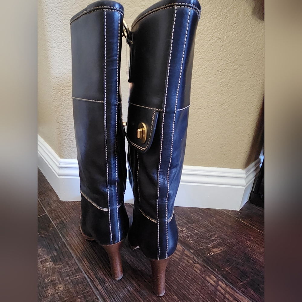 Coach Rory Black Leather Boots, Size 10 - Picture 9 of 12
